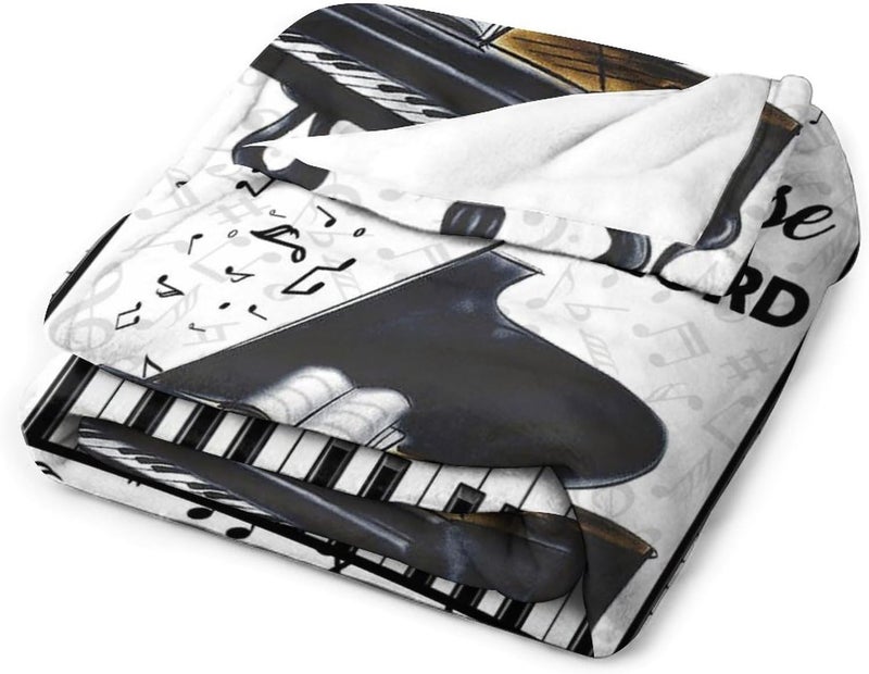eiffecho Piano Print Blanket Piano Keys Music Notes Musical Throw Blankets for Couch Sofa Bed Stuff Decor Lightweight Soft Cozy Fleece Plush Warm Flannel Blanket Gifts for Girls Boys Kids Adults 40"x50" - Image 4